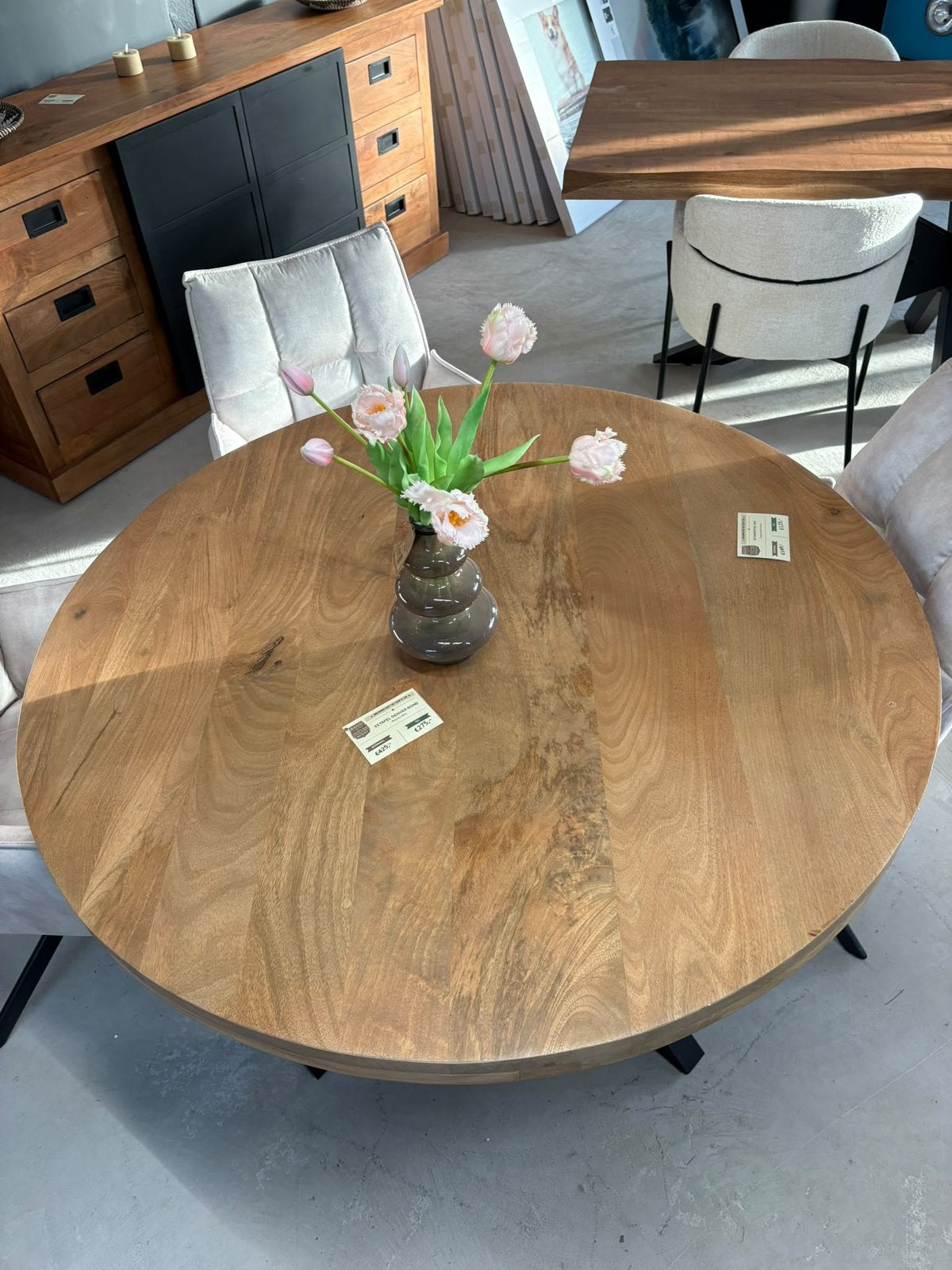 Eetkamer tafel rond 120 cm €275,-, Ophalen, Nieuw, Rond, 100 tot 150 cm