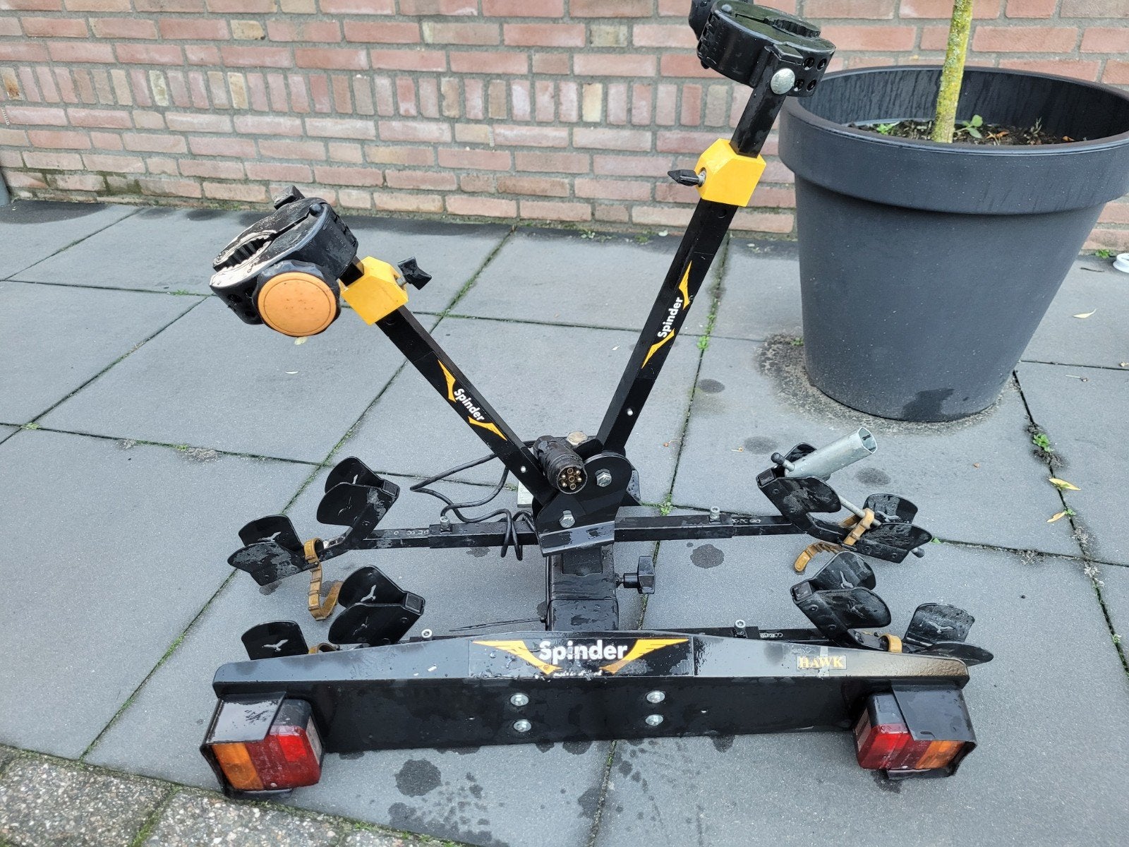 spinder hawk fietsendrager voor 2 fietsen., Ophalen, 2 fietsen, Trekhaakdrager, Brede banden