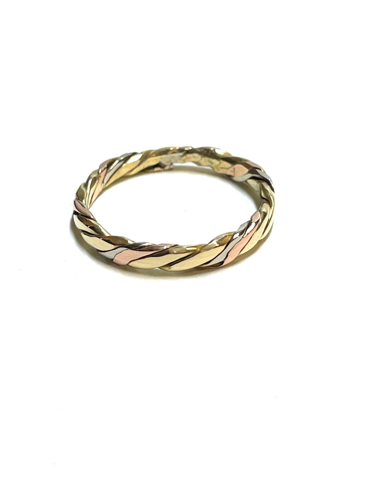 14k geel, rosé en witgouden ring, -, -, Ophalen of Verzenden, -