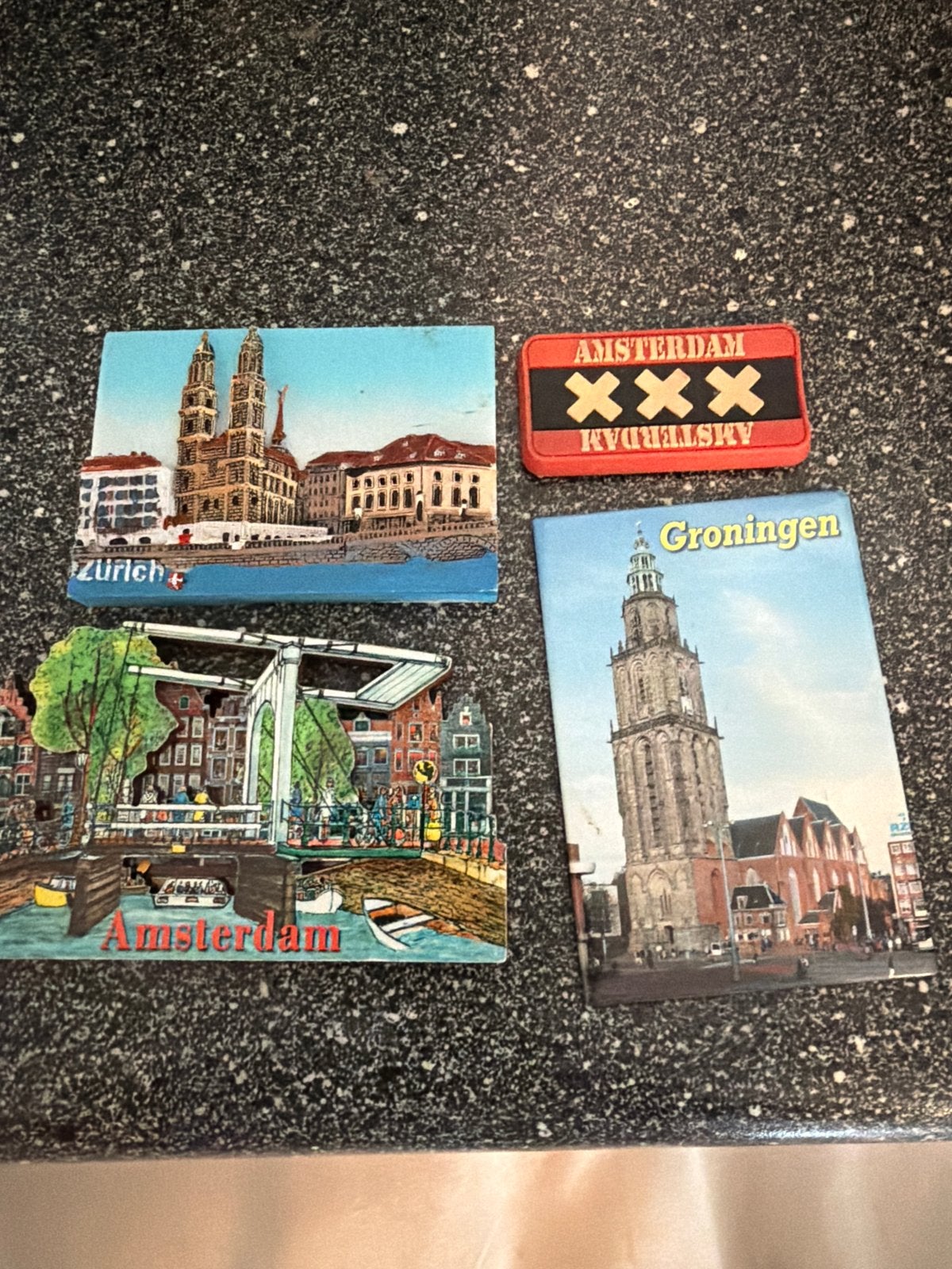 Diverse koelkastmagneten: Amsterdam, Zürich, Groningen, Verzamelen, Overige Verzamelen, Ophalen of Verzenden, Gebruikt