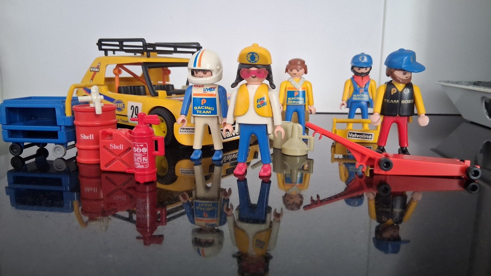 Vintage Playmobil Rally Auto met Monteurs en Accessoires, Ophalen of Verzenden, Gebruikt, Complete set