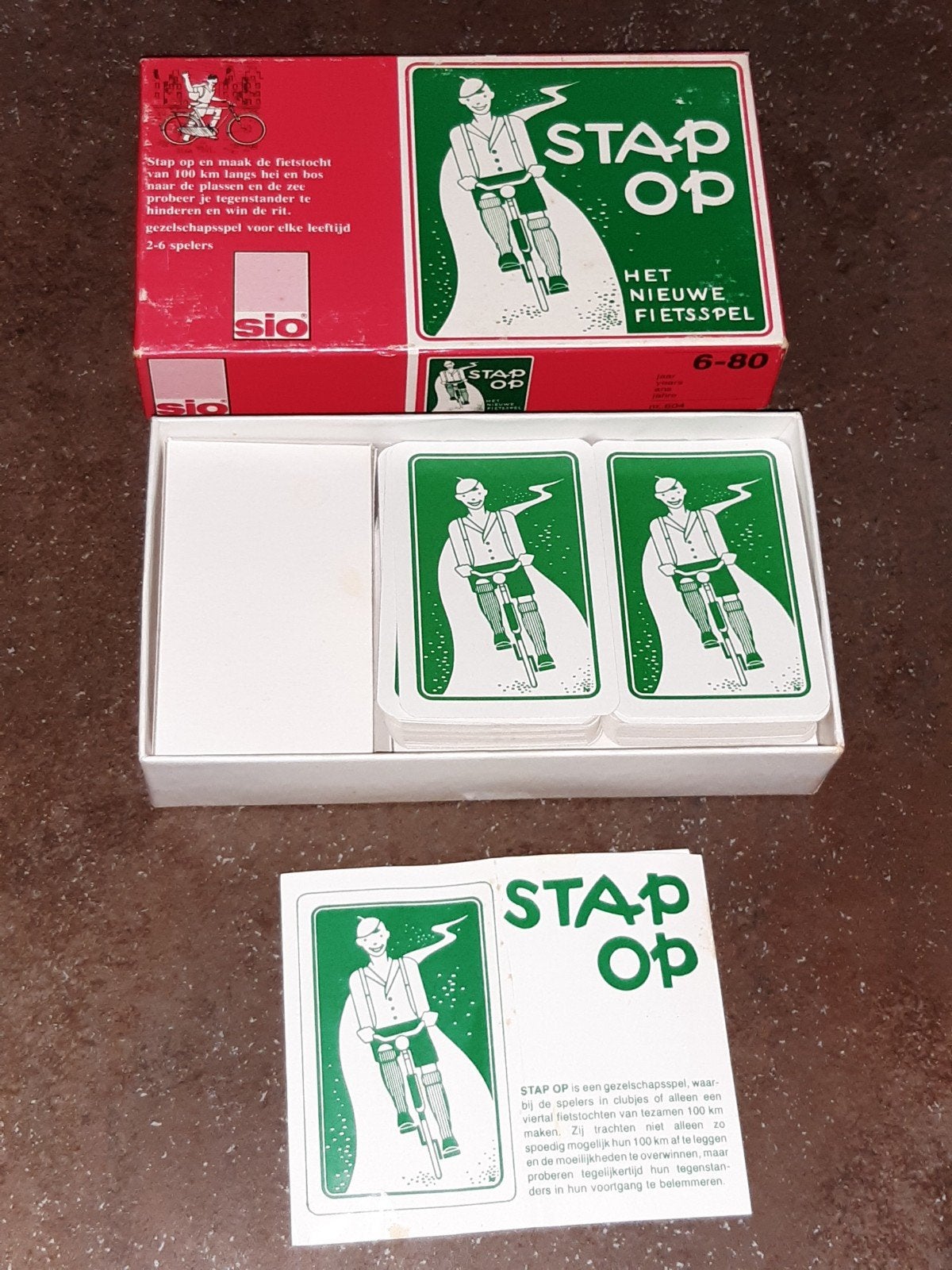 Stap op fiets kaartspel vintage, Ophalen of Verzenden, Zo goed als nieuw