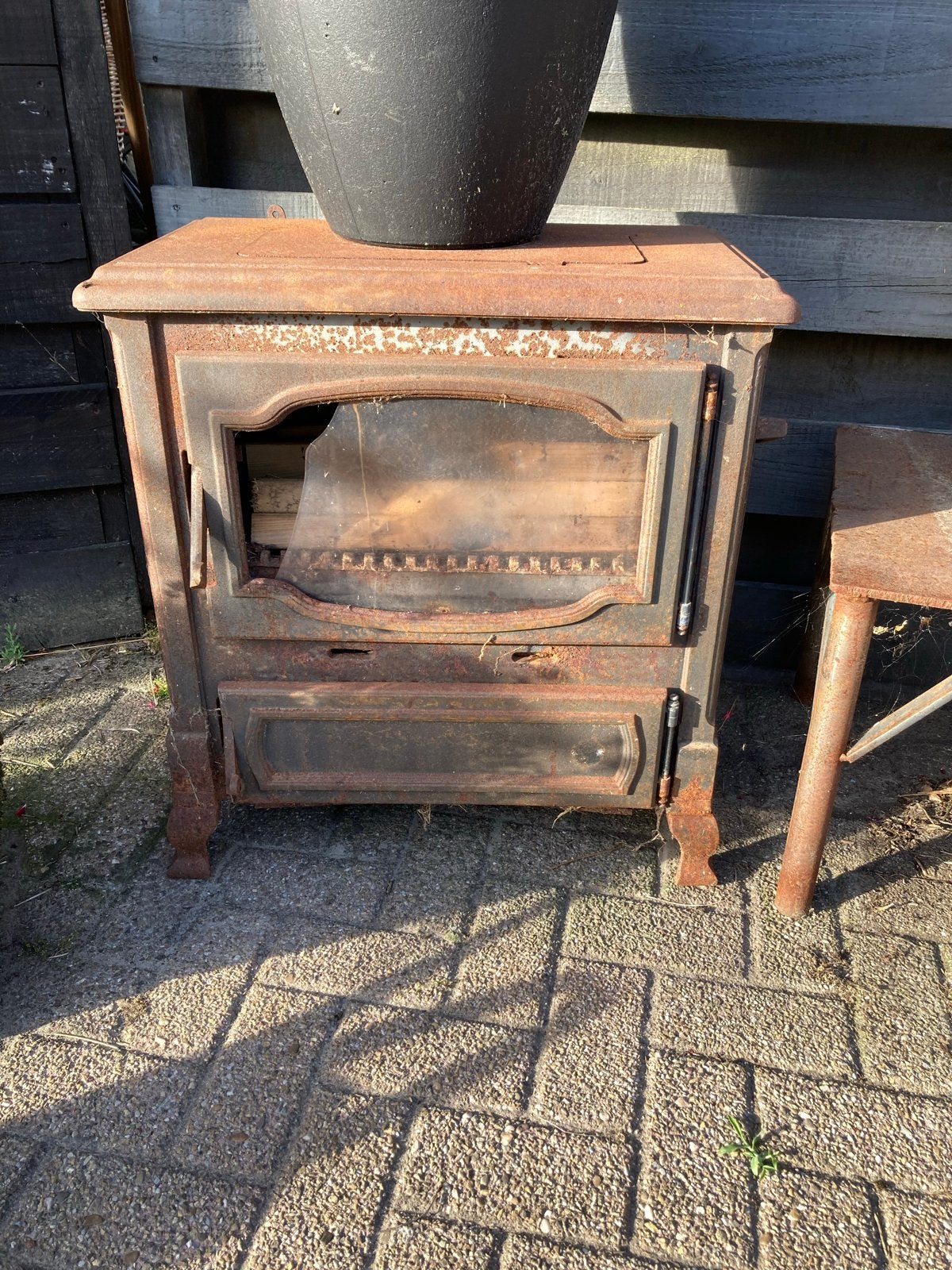 Robuuste Houtkachel voor Buiten - Perfect voor Terras, Huis en Inrichting, Kachels, Ophalen, Gebruikt, Houtkachel, Vrijstaand