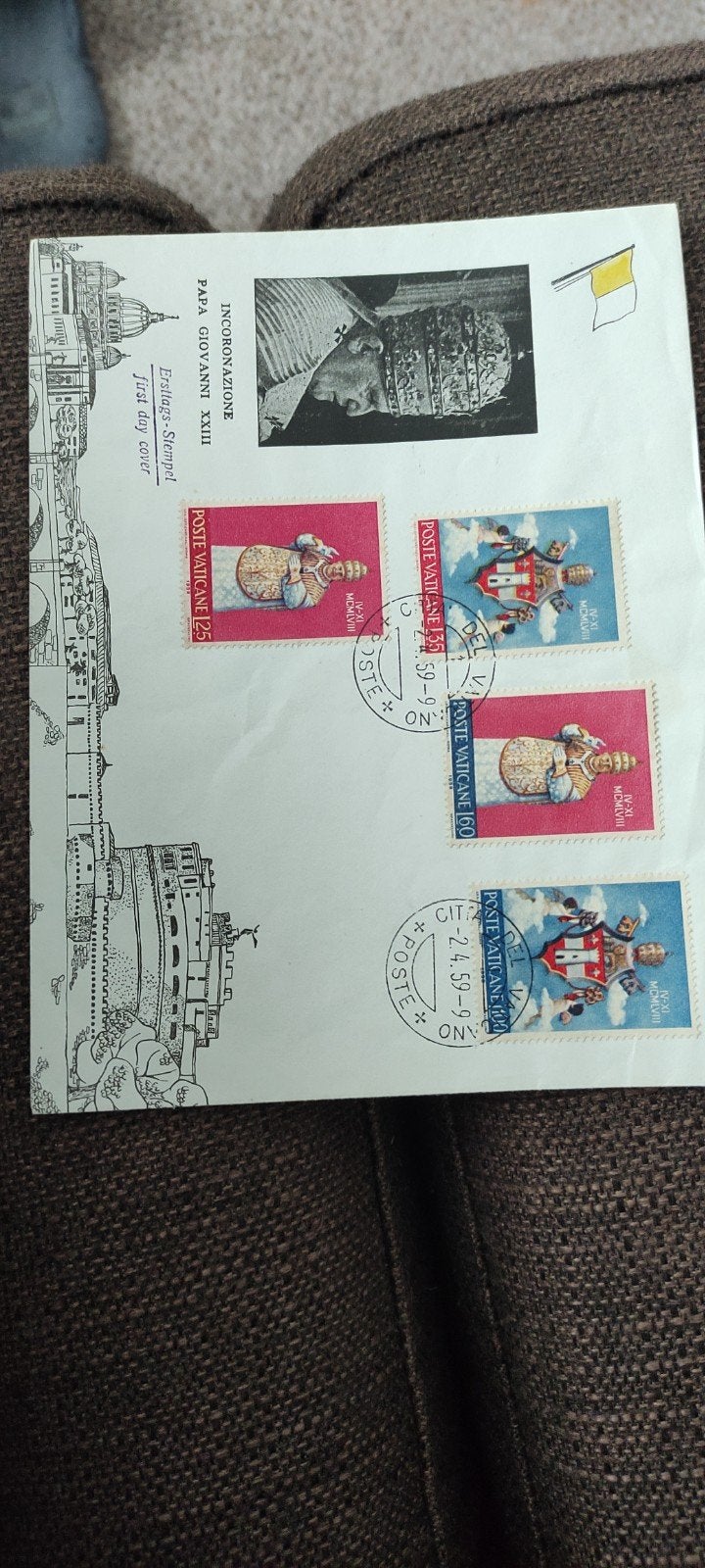 Vaticaanstad Eerstedagenvelop Paus Johannes XXIII, Ophalen of Verzenden, Beschreven, Europa