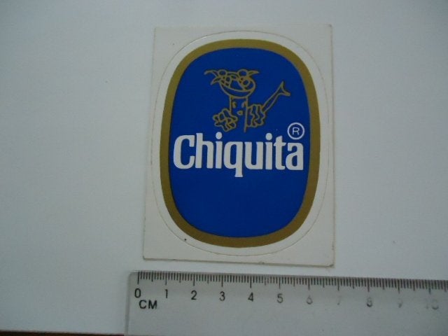 sticker oud CHIQUITA logo banaan bananen retro plastic -, Verzenden, Zo goed als nieuw, Bedrijf of Vereniging
