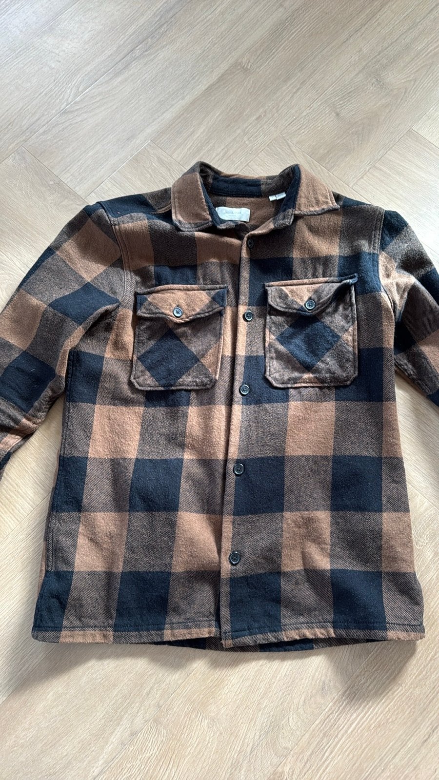 Jack & Jones Premium geruit overhemd maat L, Kleding | Heren, Ophalen of Verzenden, Zo goed als nieuw, Bruin, Halswijdte 41/42 (L)