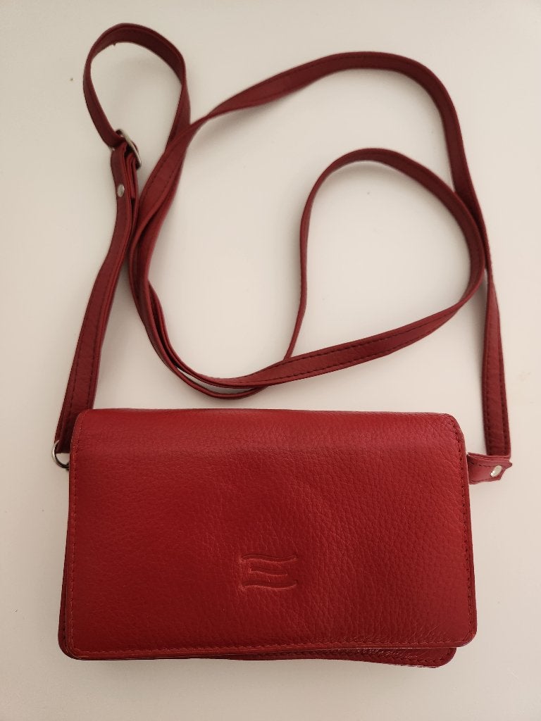 Rood leren tasje Crinkles, Ophalen of Verzenden, Zo goed als nieuw, Rood, Schoudertasje