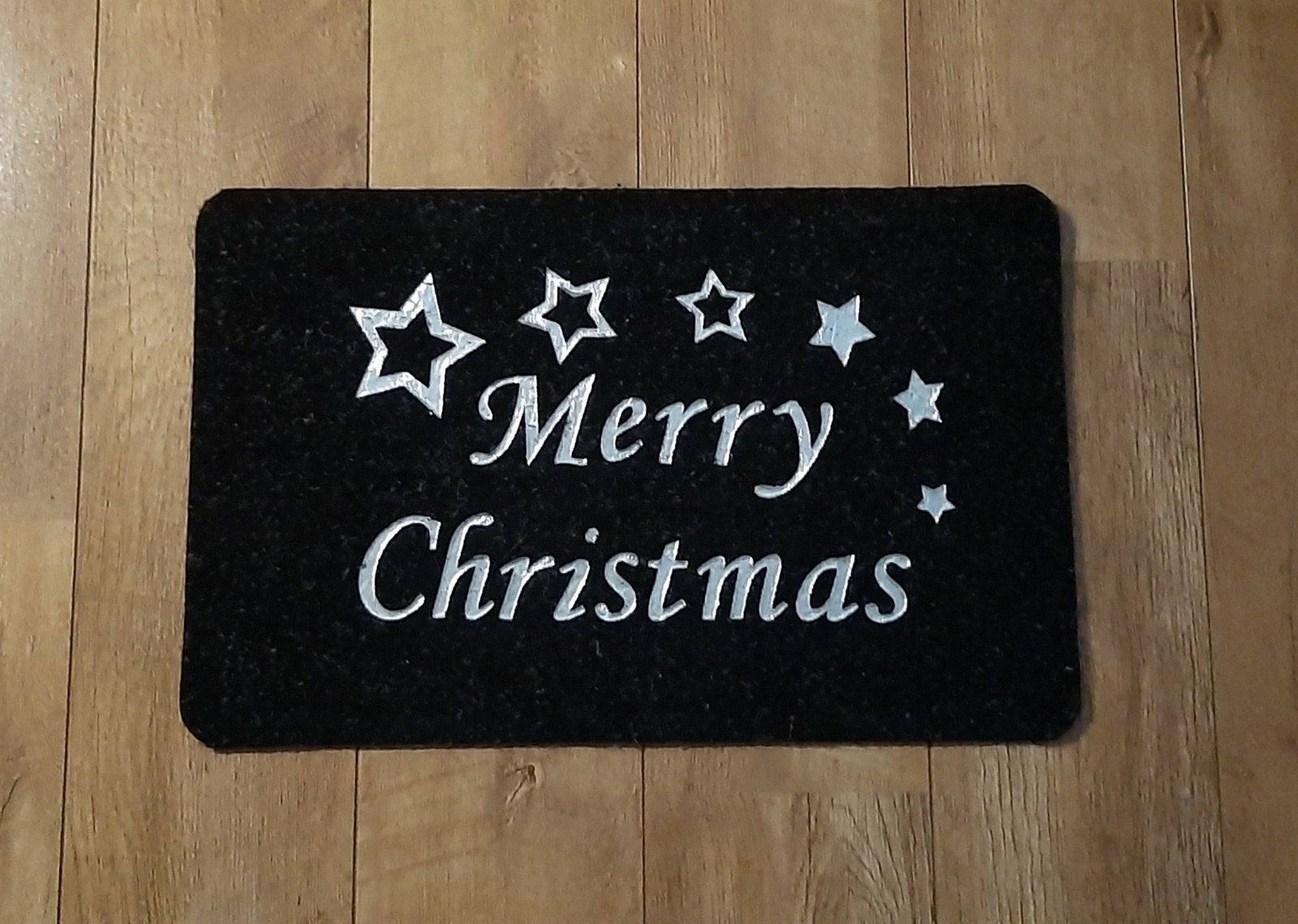 🌲Mat Merry Christmas zwart met zilverkleur letters.Als nw., Ophalen of Verzenden, Zo goed als nieuw