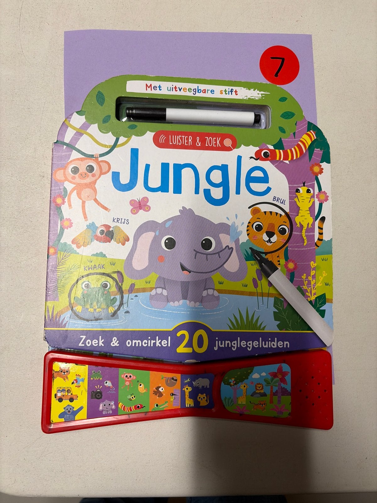 Luister & Zoek Jungle Boek met uitveegbare stift, Ophalen of Verzenden, Zo goed als nieuw, Uitklap-, Voel- of Ontdekboek, 2 tot 3 jaar
