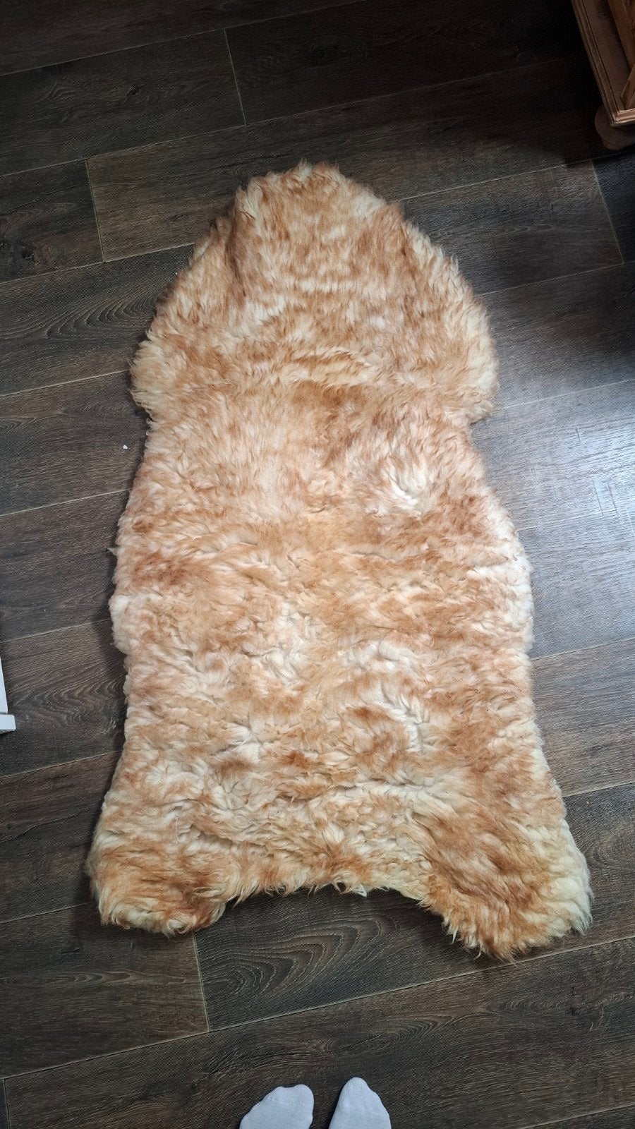 Zacht schapenvacht kleed - Beige/Bruin, Ophalen, Gebruikt, 100 tot 150 cm, 50 tot 100 cm