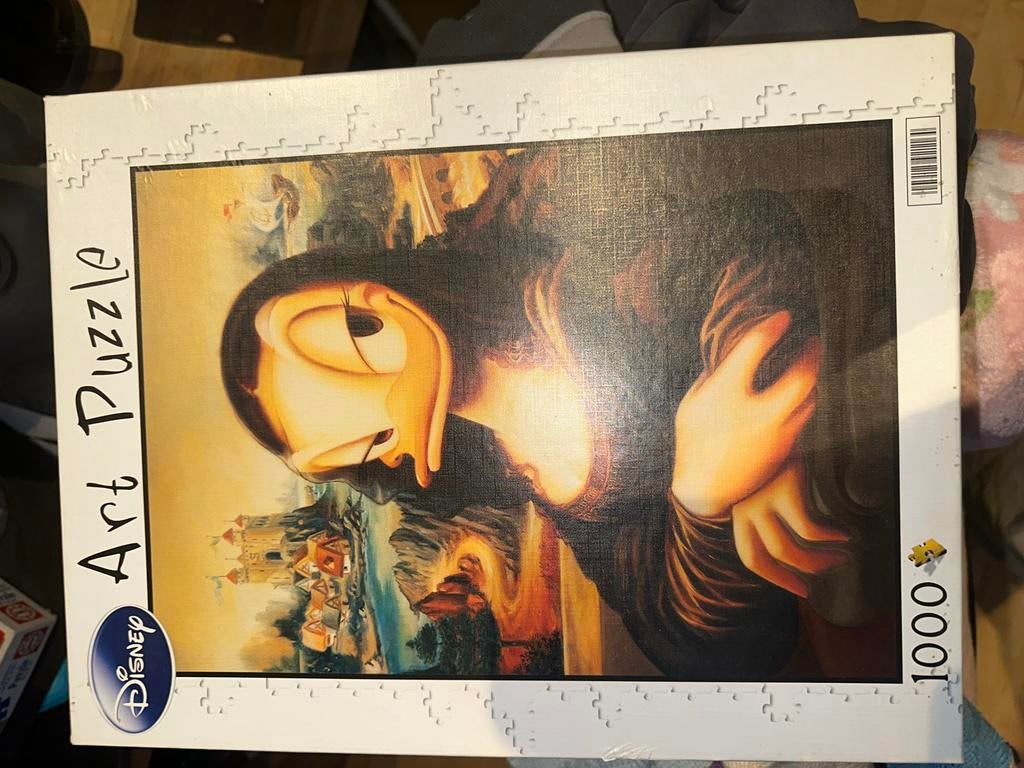 Disney Donald Duck als Mona Lisa Puzzel 1000 stukjes, Ophalen of Verzenden, 500 t/m 1500 stukjes, Zo goed als nieuw, Legpuzzel