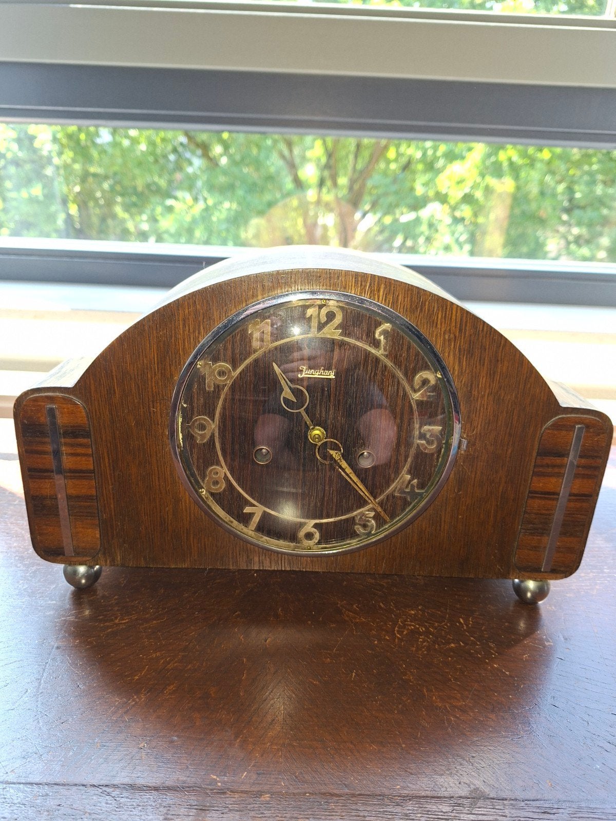 Antieke Junghans tafelklok met slagwerk, Antiek en Kunst, Antiek | Klokken, Ophalen of Verzenden
