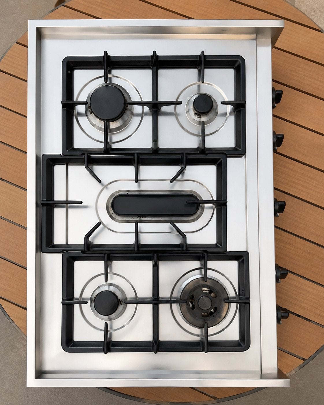 Smeg 5-pits gaskookplaat - RVS, Witgoed en Apparatuur, Kookplaten, Ophalen, Gebruikt, Inbouw, Gas