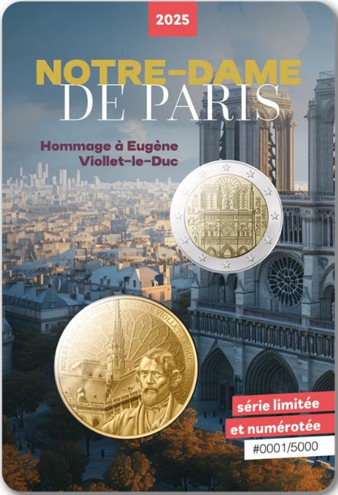 Speciale 2 Euro & Penning Coincard 2025 Frankrijk Notre Dame, Ophalen of Verzenden, Frankrijk, 2 euro