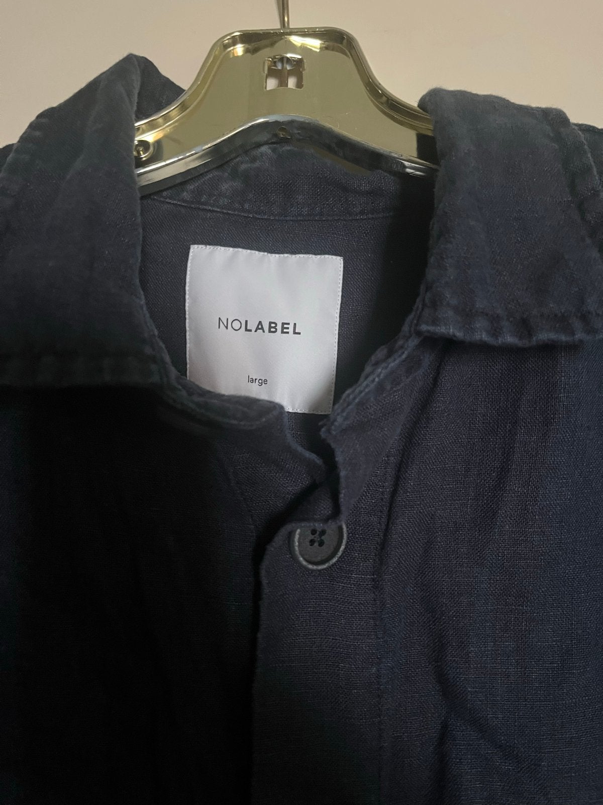 NOLABEL heren Linnen overhemd - Maat Large, Ophalen of Verzenden, Zo goed als nieuw, Blauw, Halswijdte 41/42 (L)