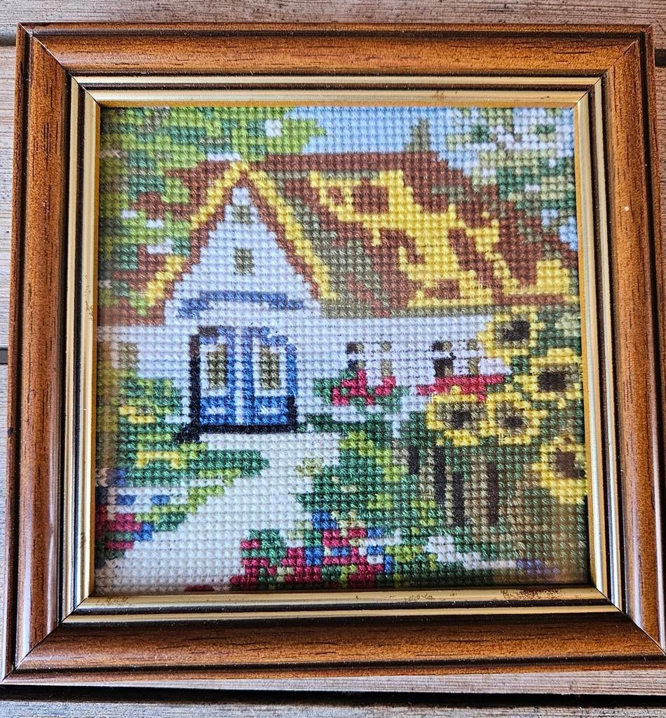 Borduur in lijstje, Ophalen of Verzenden, Hout, Minder dan 50 cm, Minder dan 50 cm