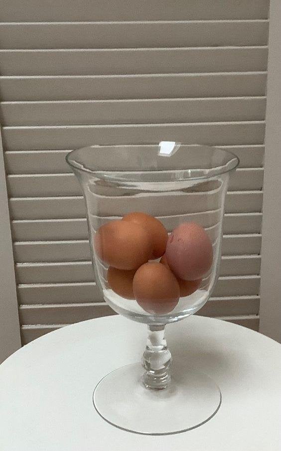 Mooie grote eieren bokaal & 2 beeldig gegraveerde glaasjes, Ophalen of Verzenden