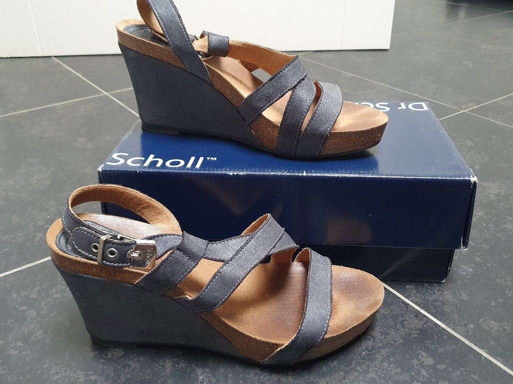 Sandalen met hak mt 41 grijs leer, Dr. Scholl, Grijs, Gedragen, Sandalen of Muiltjes