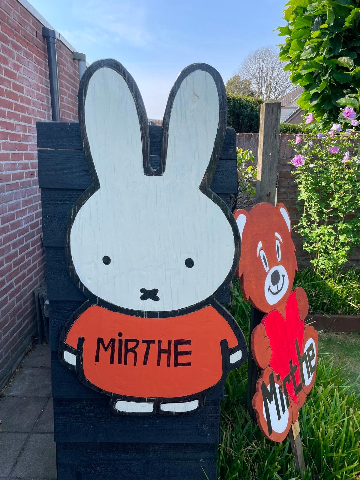 Geboortebord Nijntje, Beer en een geboorteladder, Ophalen, Gebruikt, Geboortebord