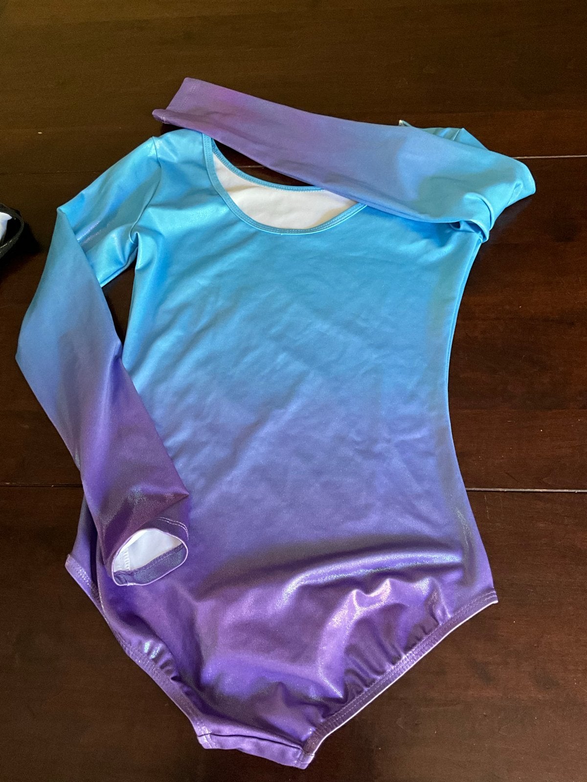 Turnpakje met lange mouwen - Blauw/Paars Ombre, maat 164, Sport en Fitness, Turnen, Ophalen of Verzenden, Zo goed als nieuw