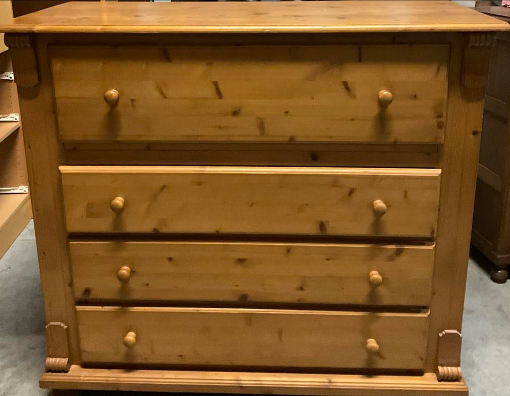 Grenen secretaire/ladekast met uitschuifbaar blad, Ophalen of Verzenden, Gebruikt