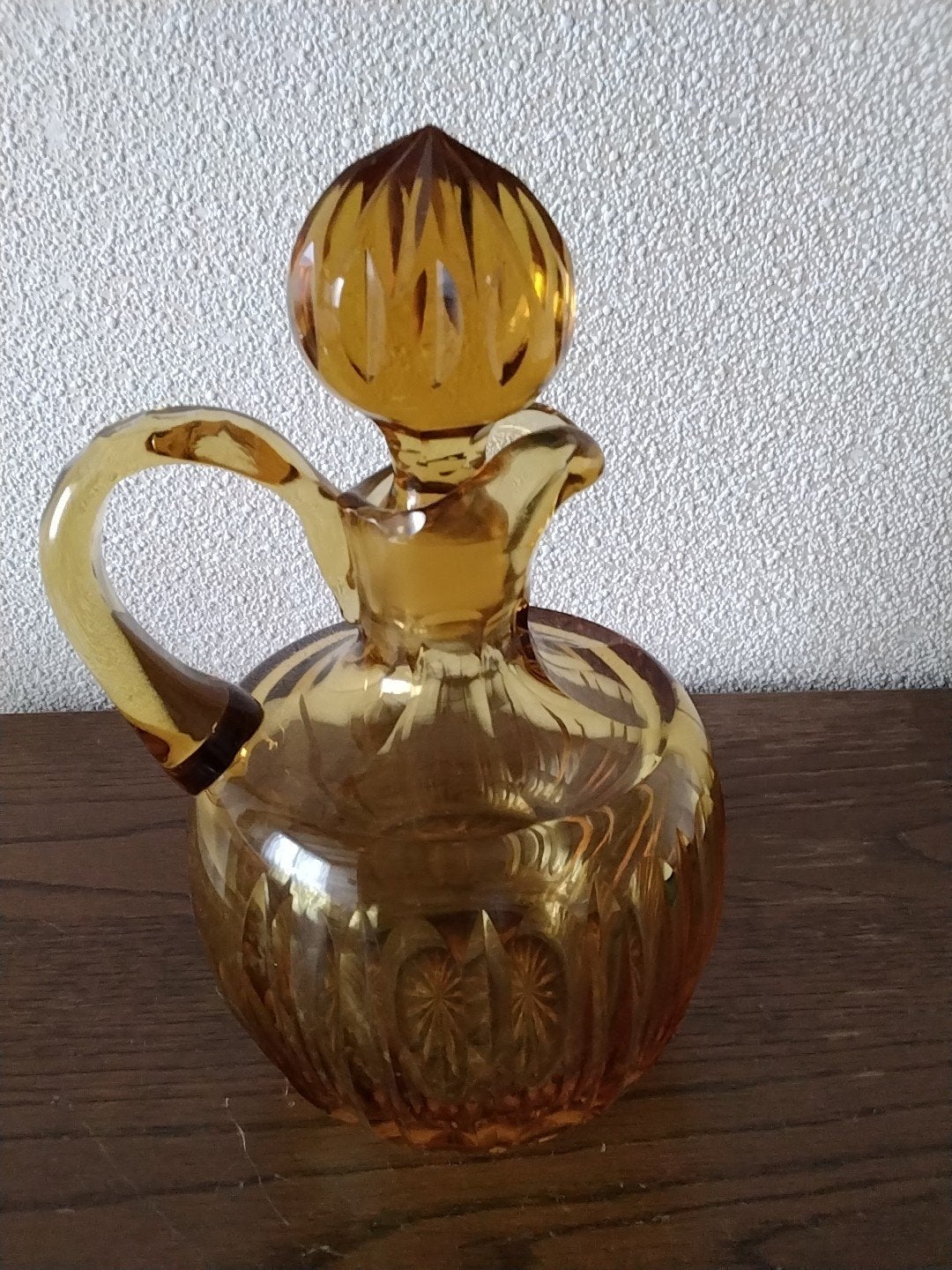 Vintage amberkleurige karaf met stolp, Ophalen