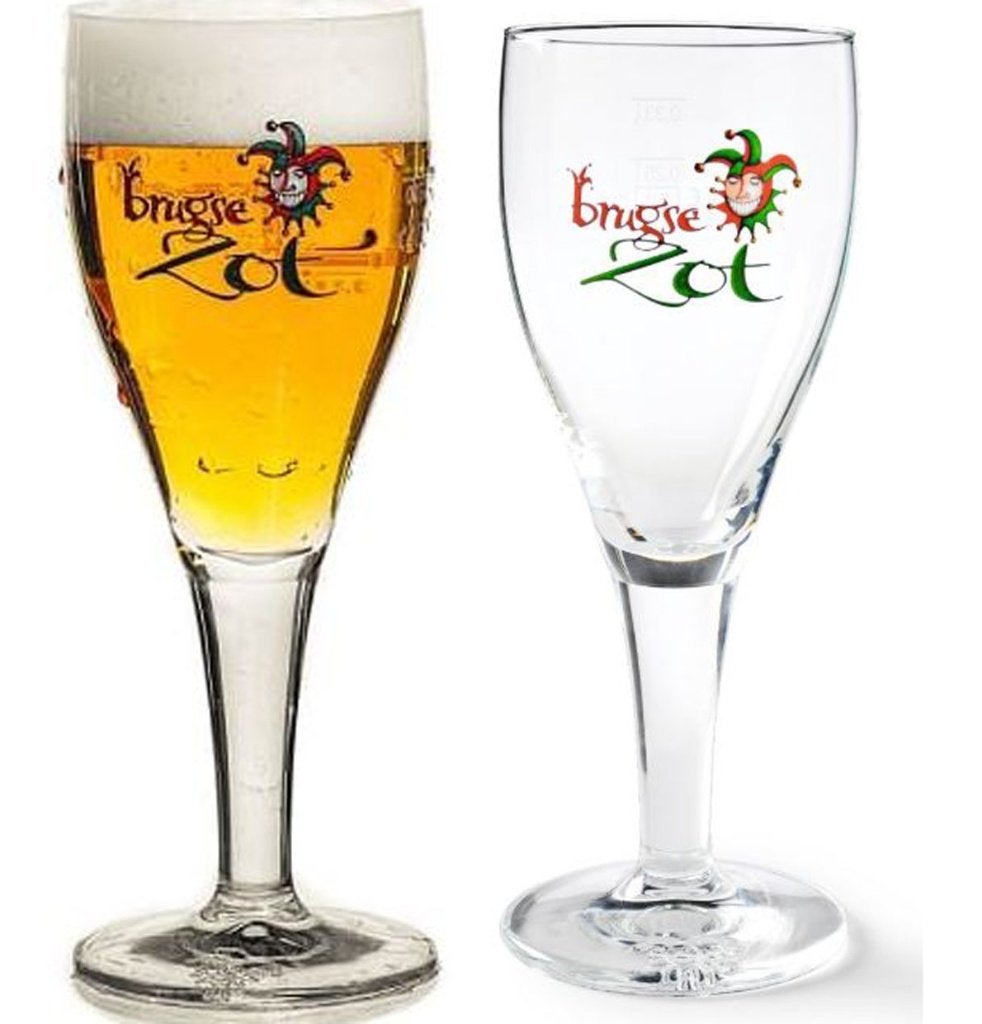 4 Brugse Zot Bierglazen 0,33 L., Ophalen of Verzenden, Zo goed als nieuw, Glas of Glazen, Overige merken