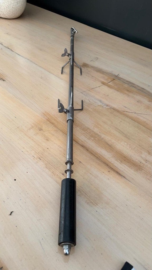 Braadspit grillspit 103 cm met verstelbare vleesvorken, Ophalen, Gebruikt