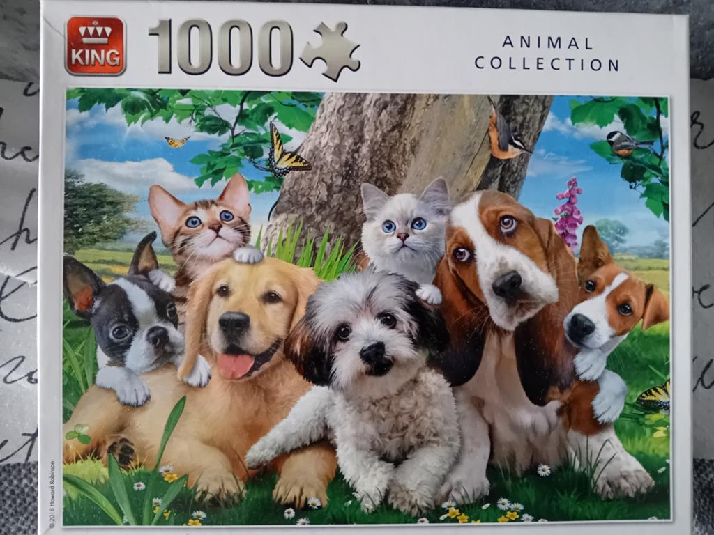 King 1000 stukjes puzzel Animal Collection honden katten, Ophalen of Verzenden, Meer dan 50 stukjes, Zo goed als nieuw, 6 jaar of ouder