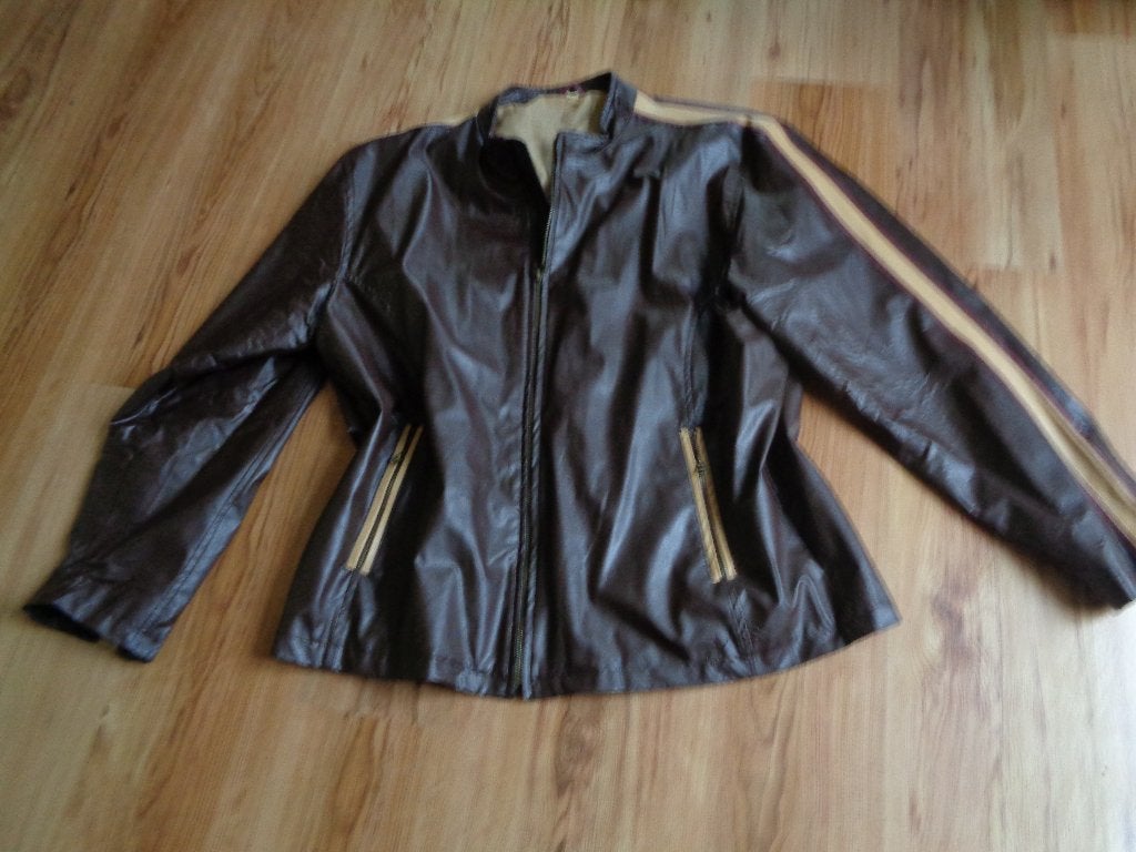 Dames/Heren leder look Jas, Ophalen of Verzenden, Zo goed als nieuw, Maat 46/48 (XL) of groter, Bruin