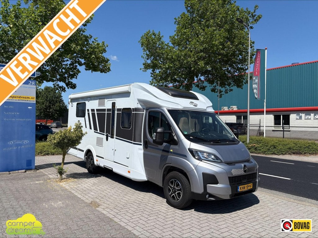 Carado T 459 PRO+ Queensbed + Levelsysteem, Caravans en Kamperen, Automaat, Hordeur, Diesel, 7 tot 8 meter