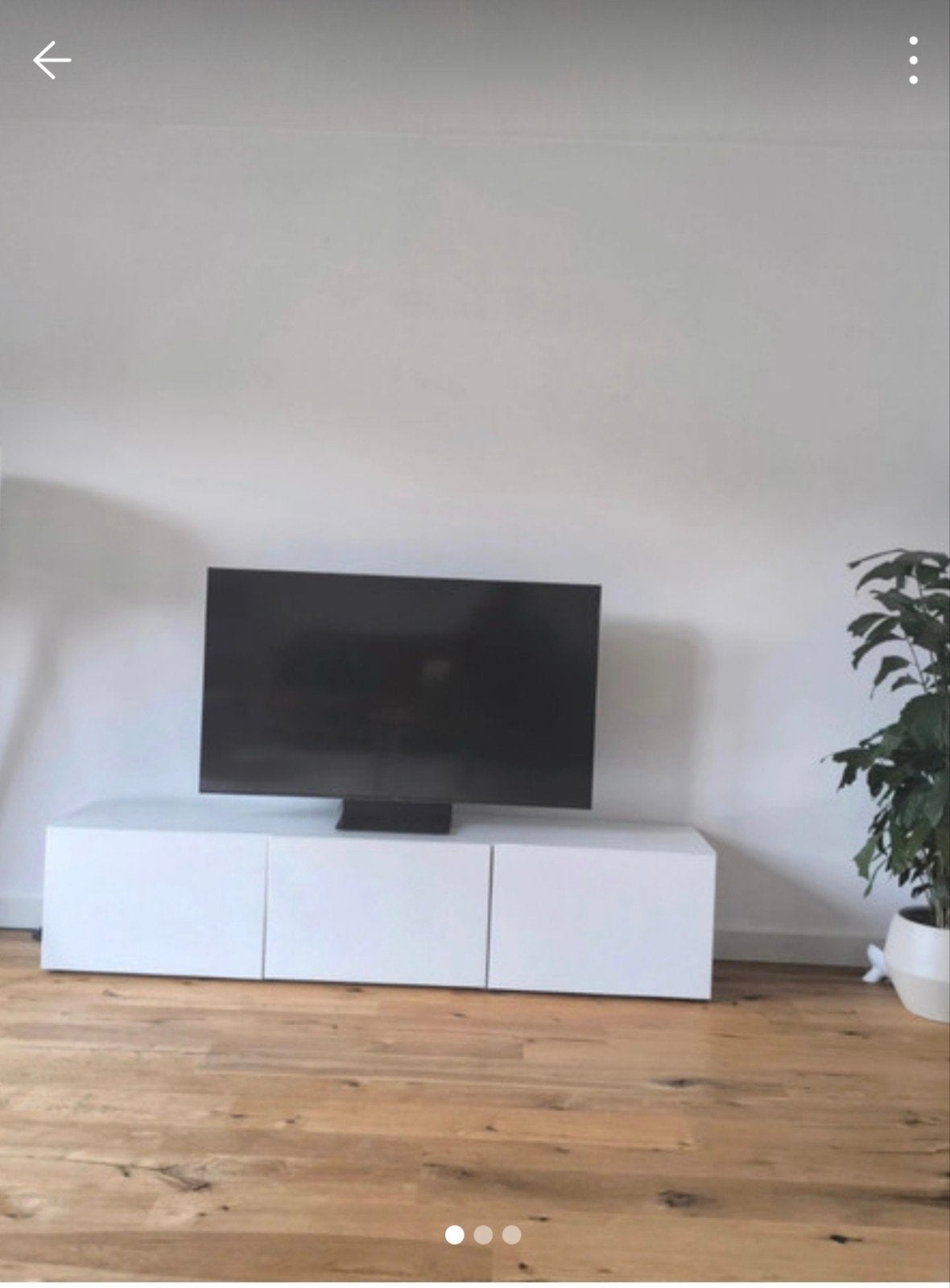 IKEA Besta tv-meubel wit hoogglans met glazen toppaneel, 150 tot 200 cm, Ophalen of Verzenden, Zo goed als nieuw, Minder dan 100 cm
