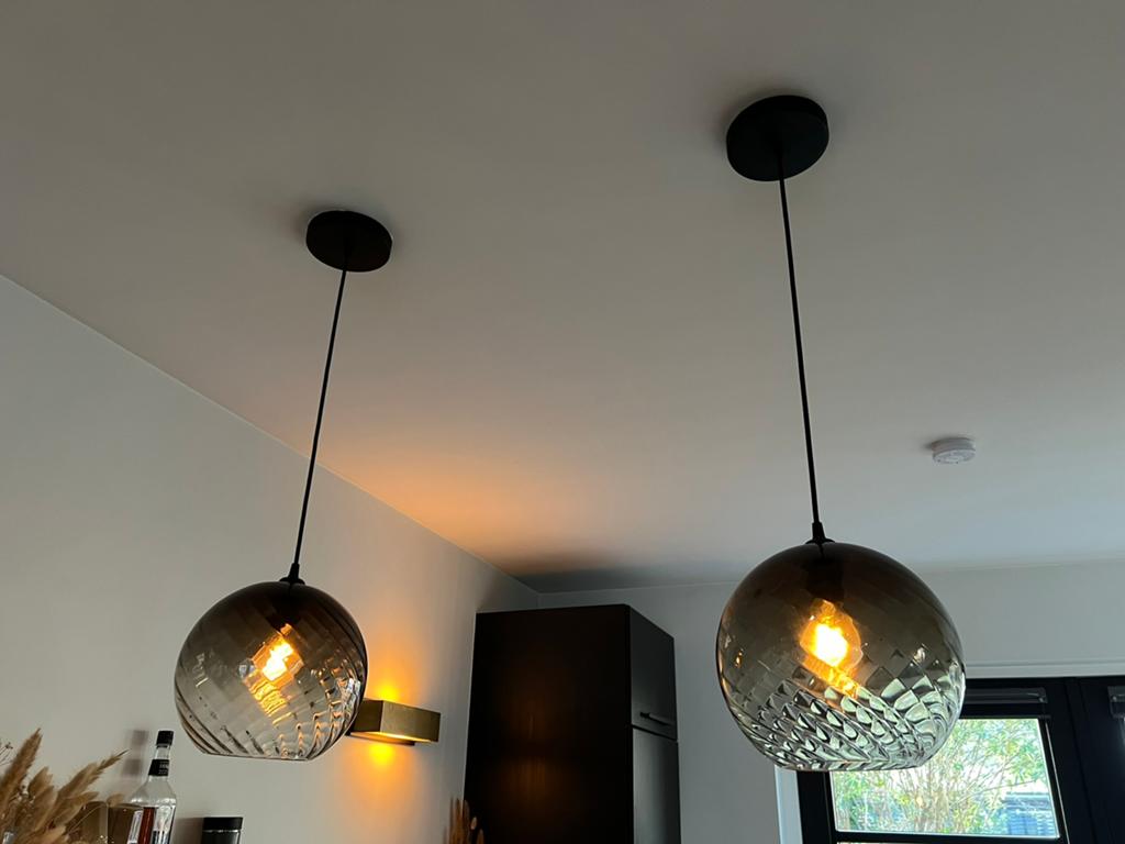 2x Hanglamp Barlamp E27 - Hollywood Regency Smoked glas, Ophalen, Nieuw, Glas, Hollywood Regency
