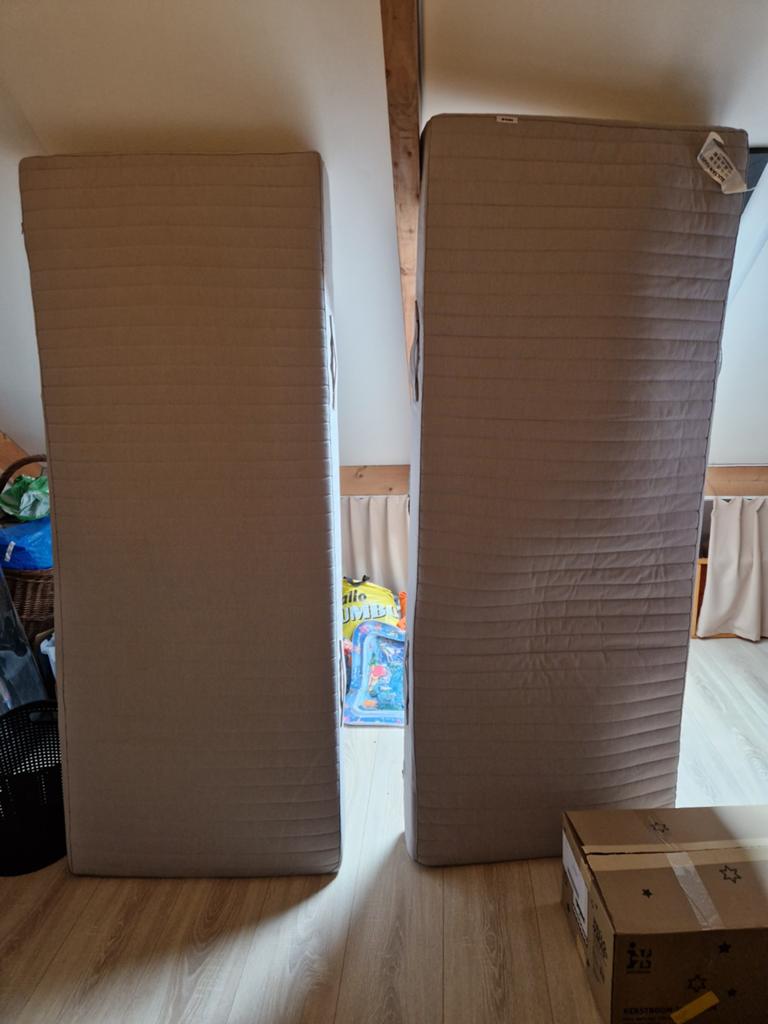 Twee IKEA Sultan matrassen 80x200cm, hoezen wasbaar, Ophalen, Gebruikt, Eenpersoons, 80 cm