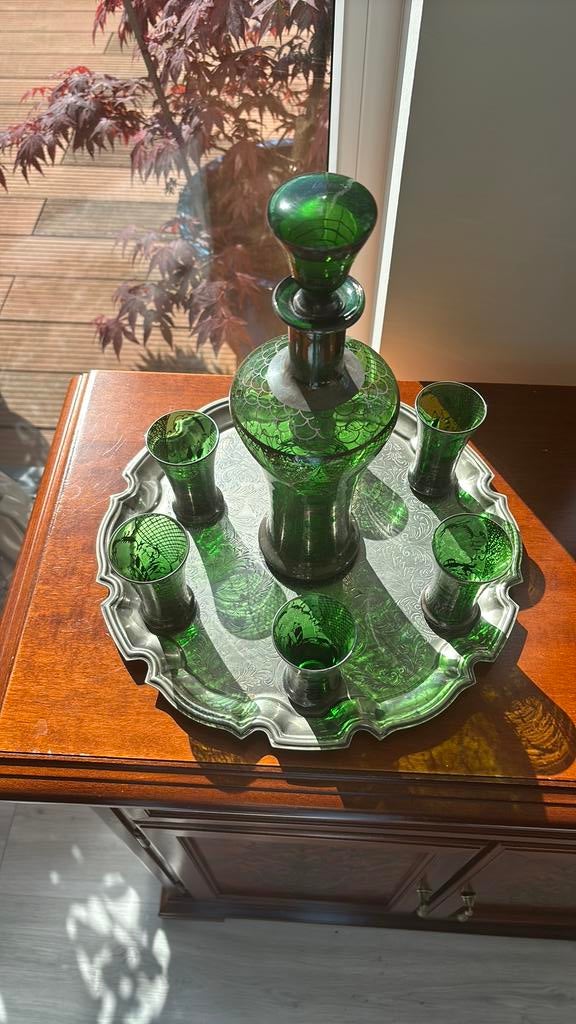 7 delig antiek engels likeurset, Antiek en Kunst, Antiek | Glas en Kristal, Ophalen of Verzenden