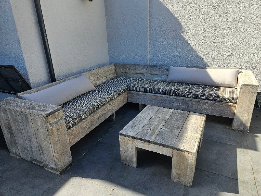 Steigerhout tuinmeubel, Ophalen, Gebruikt, Steigerhout, Tuinset