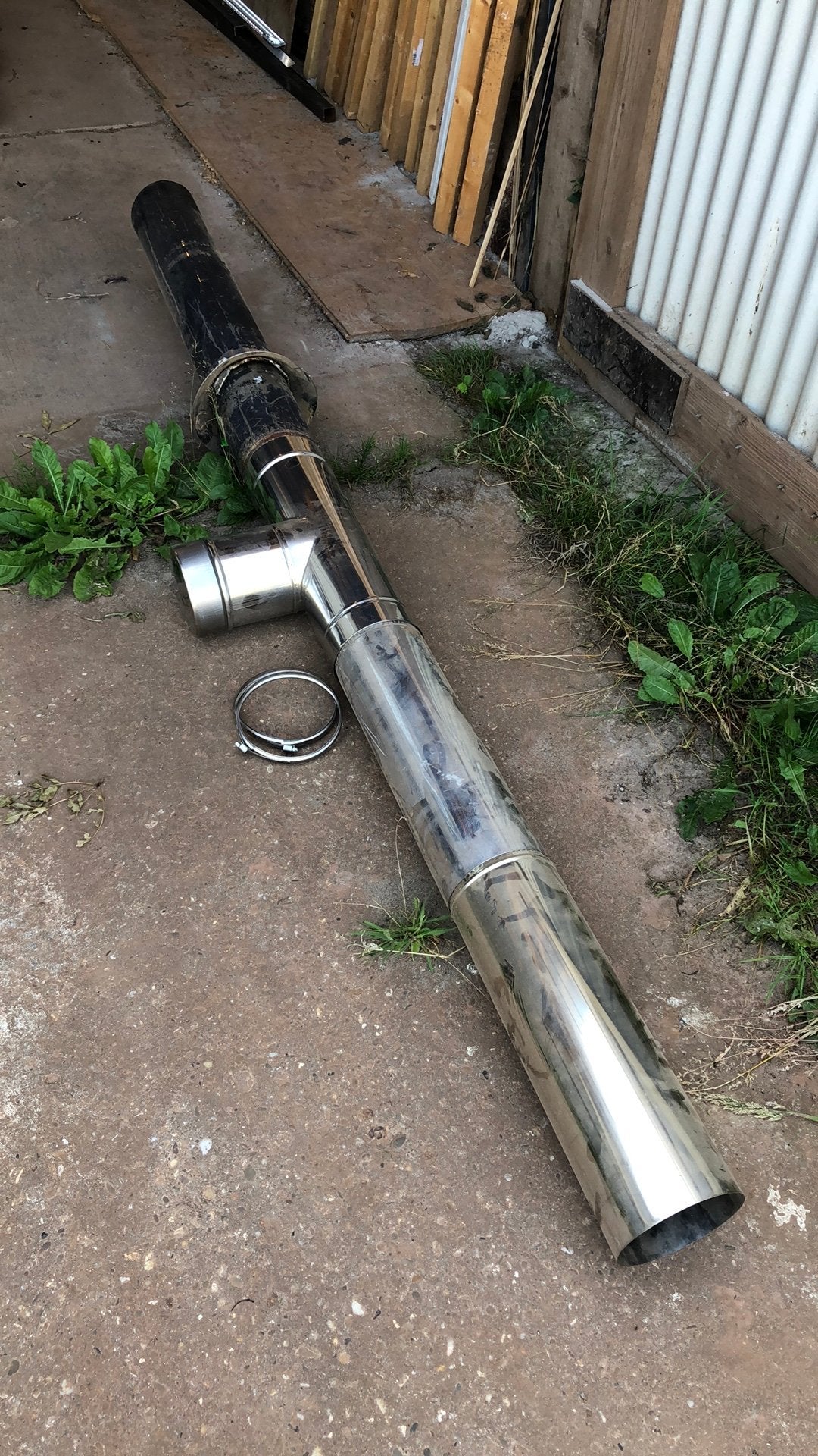Rvs kachel pijp dunwandig T 150 mm, Ophalen, Zo goed als nieuw, Rvs, Minder dan 2 meter
