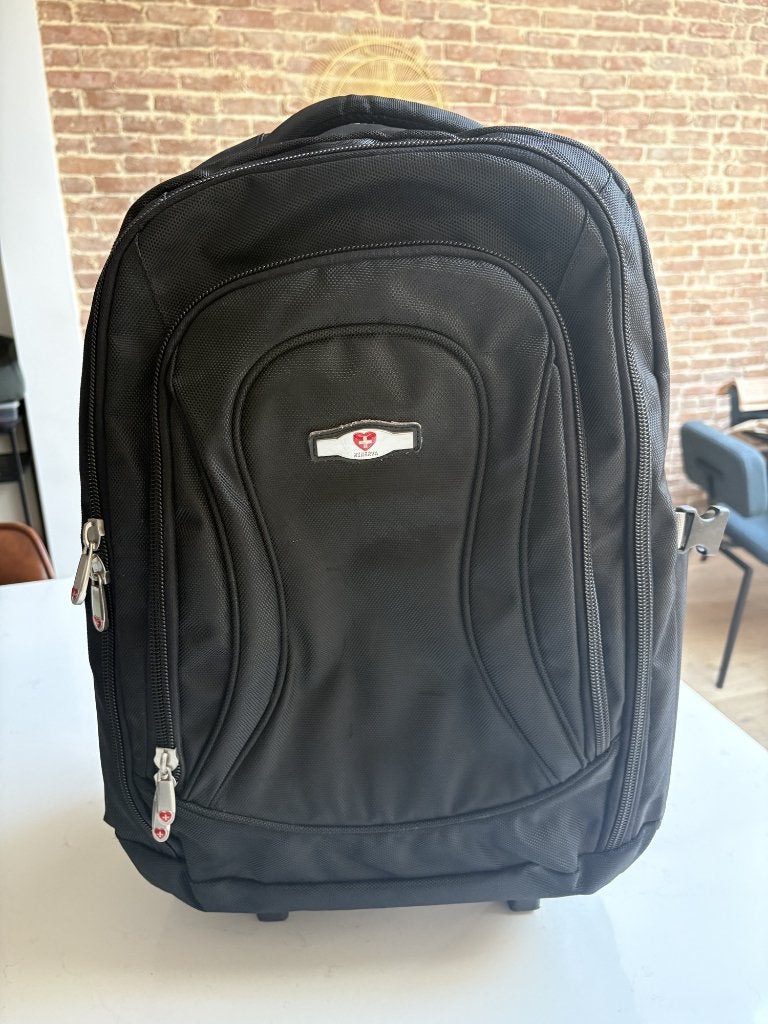 Minerva trolleyrugzak zwart laptop wielen, Ophalen, Zwart, Minder dan 40 cm, Zo goed als nieuw