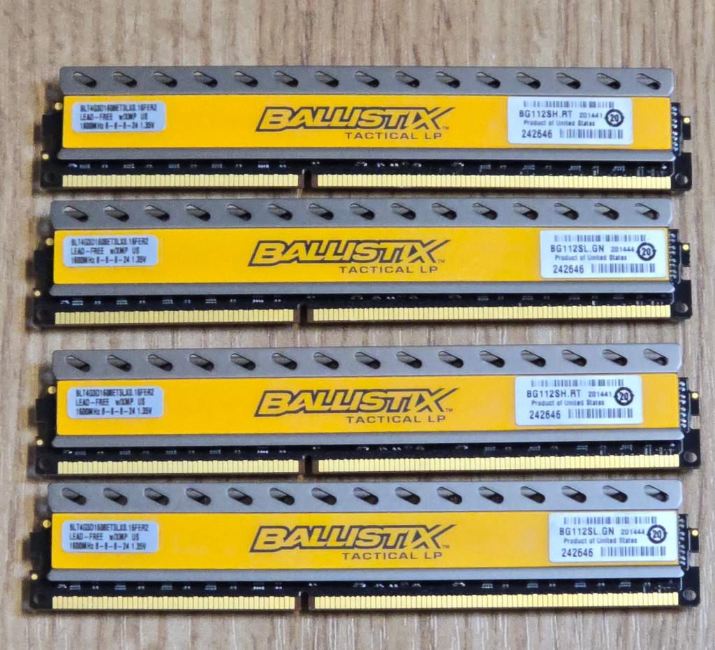 Crucial ballistix tactical lp 16gb ddr3 1600mhz, Computers en Software, RAM geheugen, DDR3, Ophalen of Verzenden, Zo goed als nieuw