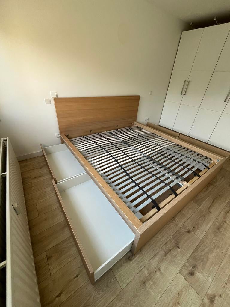 Ikea MALM bed, Ophalen, Wit, Tweepersoons, Zo goed als nieuw
