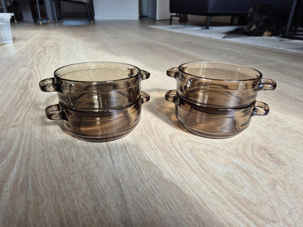 Arcoroc France Rookglas Kommen - Set van 4, Huis en Inrichting, Keuken | Servies, Kom(men), Overige stijlen, Glas, Ophalen of Verzenden