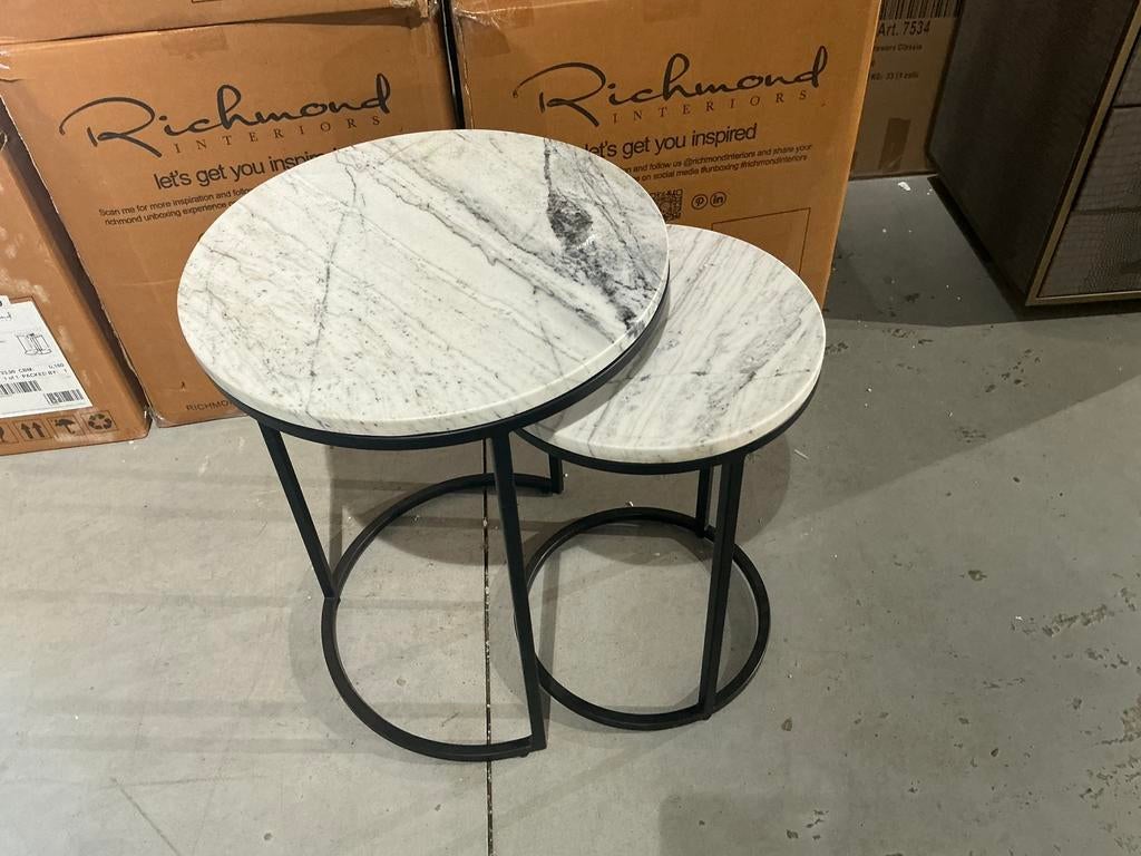 Richmond interiors end table lexington White (set of 2), Ophalen, Minder dan 55 cm, Zo goed als nieuw, 60 cm of meer