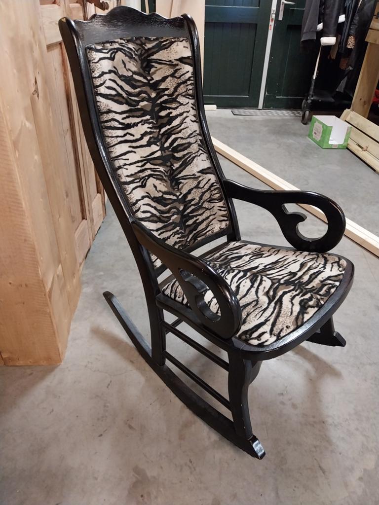 Unieke schommelstoel met tijgerprint bekleding, Ophalen of Verzenden