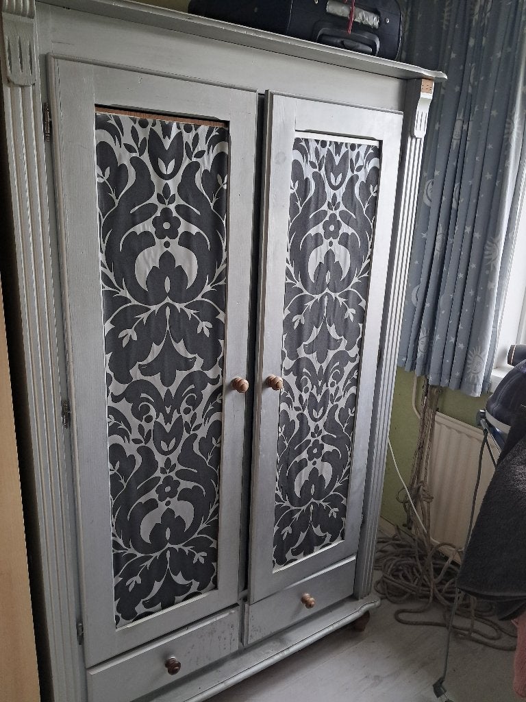 Vintage kledingkast met patroon en lades, Ophalen, Gebruikt, Vintage, Met lade(s)