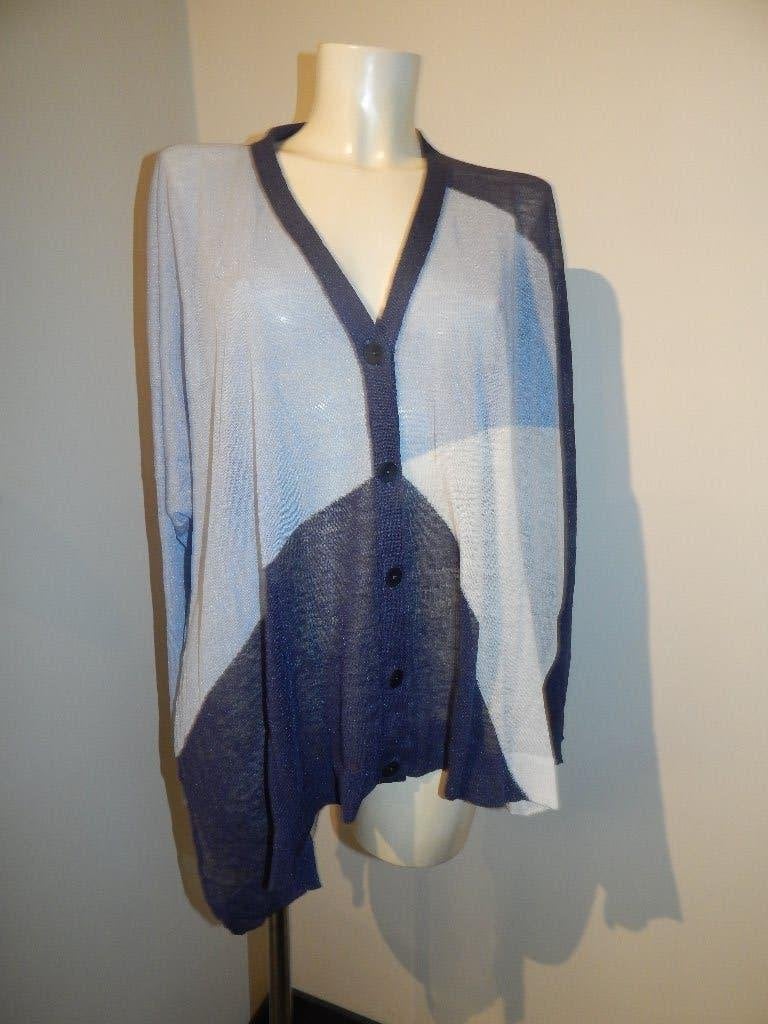 Sarah Pacini baggy vest blauw tinten zijkanten hoge split, Sarah Pacini, Maat 46/48 (XL) of groter, Zo goed als nieuw, Verzenden