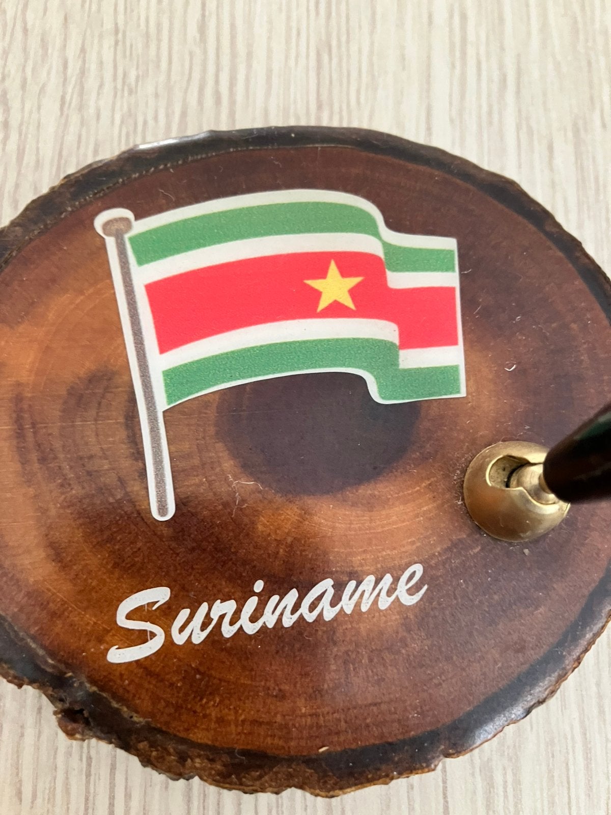 Pennenhouder van hout, Suriname, Su, Paramaribo, souvenier, Ophalen, Zo goed als nieuw