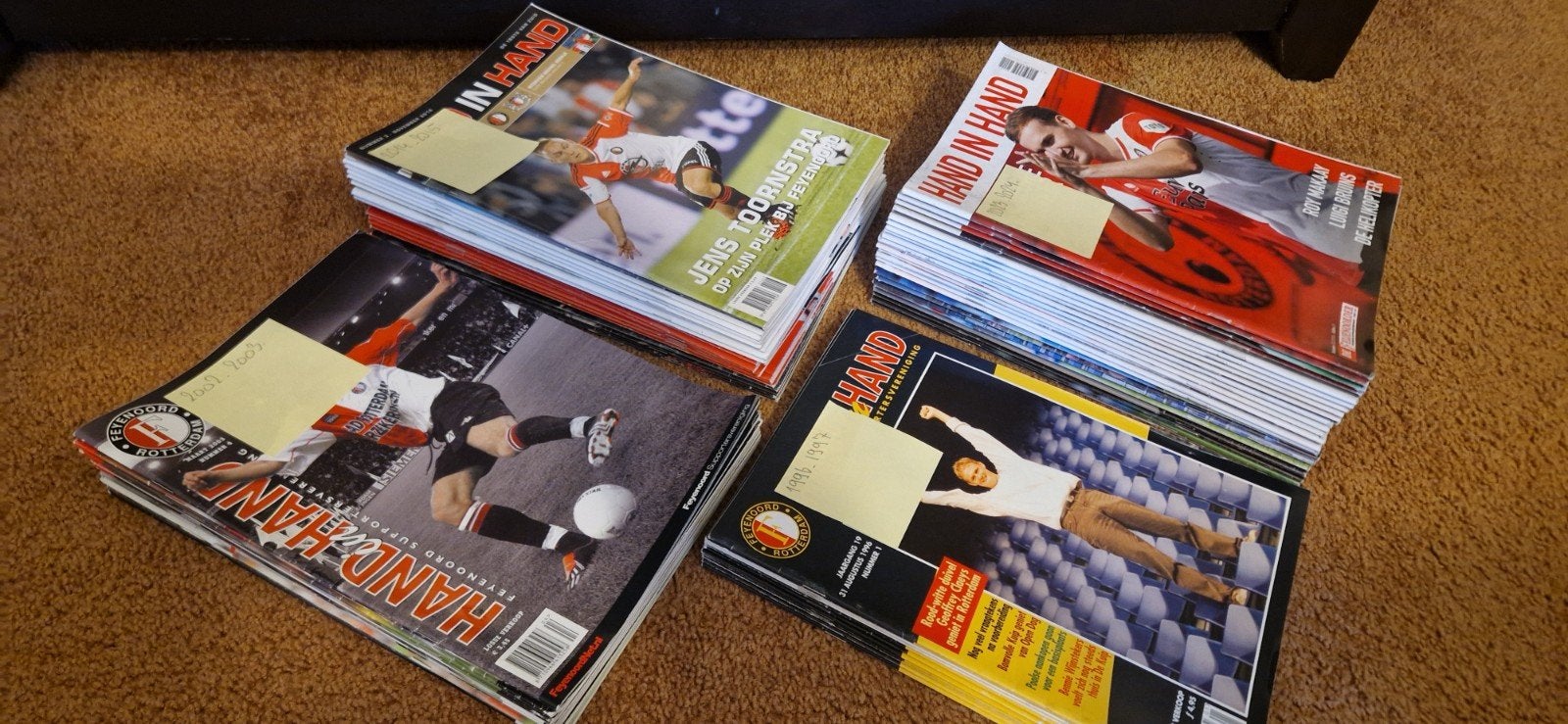 104 dubbele Hand in Hand. Feyenoord., Verzamelen, Sportartikelen en Voetbal, Ophalen of Verzenden