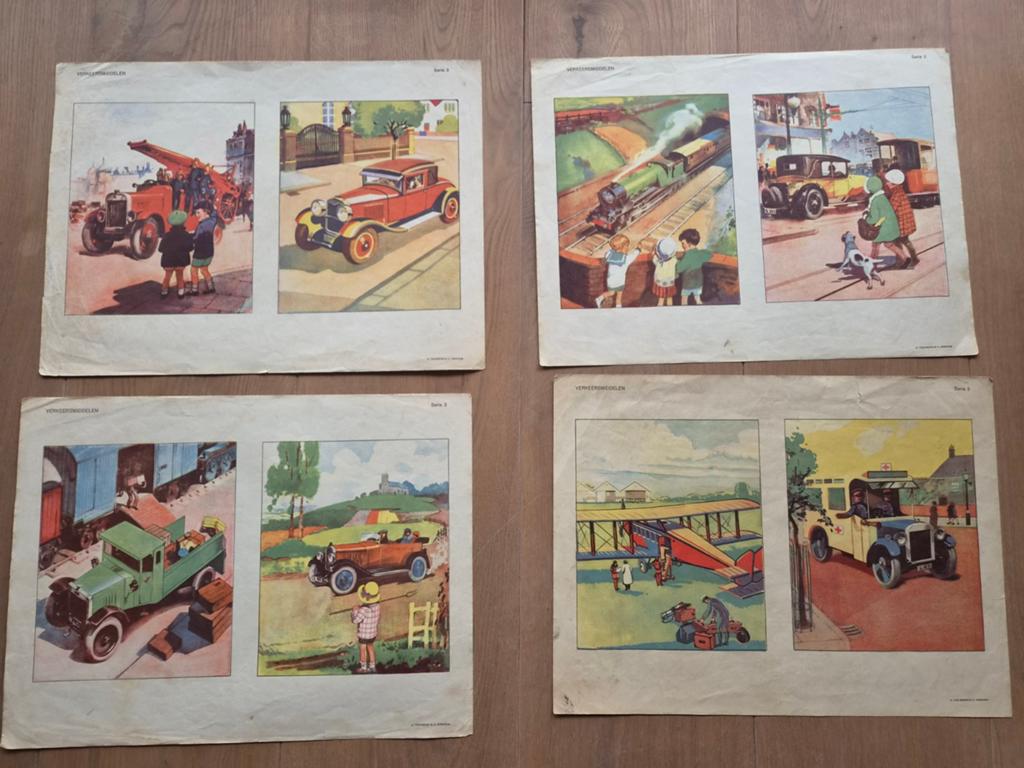 24 Vintage Schoolplaten Jaren '30/'40 - Diverse Thema's, Ophalen of Verzenden, Overige thema's
