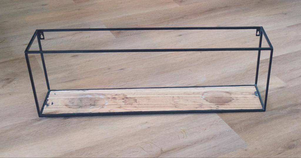 Zwart Metalen Wandrek met Houten Plank - 80x25x18cm, Ophalen of Verzenden