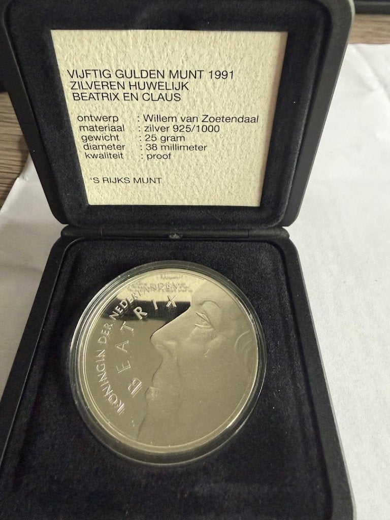 50 gulden zilver 1991 Proof, Postzegels en Munten, Munten | Nederland, Verzenden, Koningin Beatrix, Zilver, Losse munt